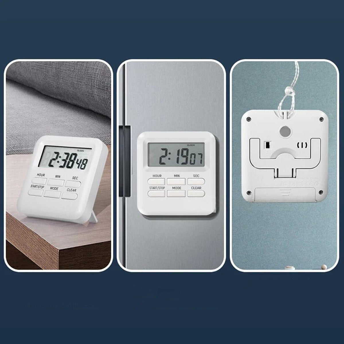 White Magnetic Kitchen LCD Digital Timer Countdown 99 Hour Electronic Timer