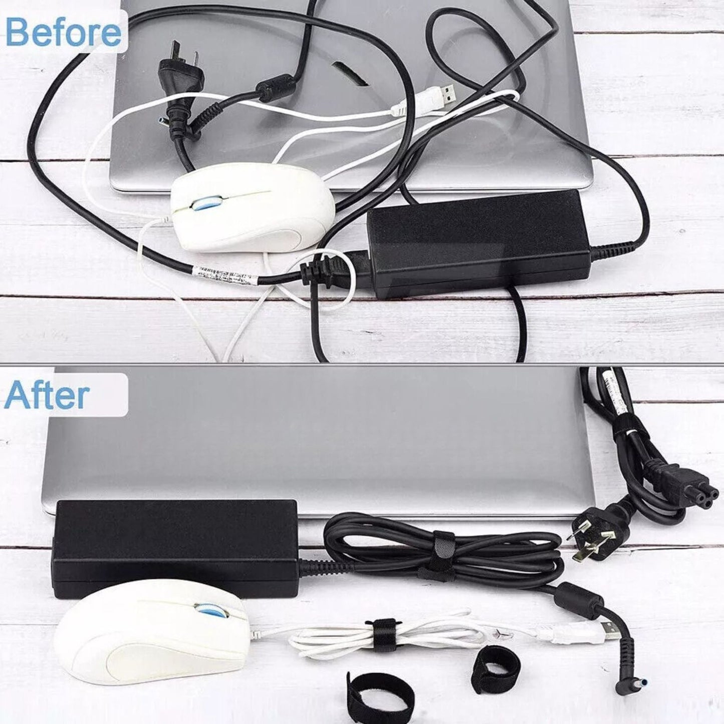 Reusable Nylon Cable Ties Hook Loop Strap Cord PC TV Organiser - 100pcs