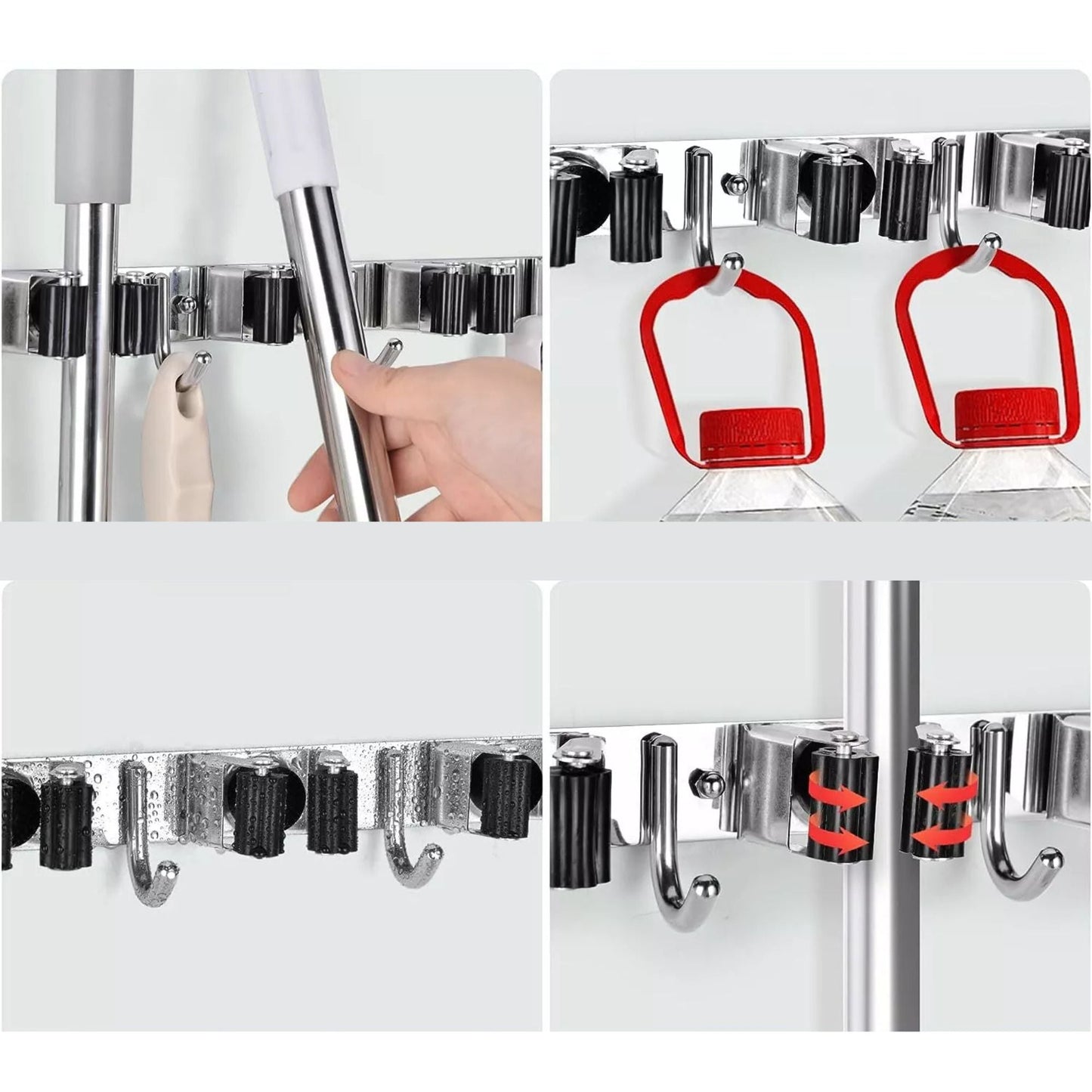Wall Mounted Mop Broom Holder Kitchen Storage Rack Organizer Hook