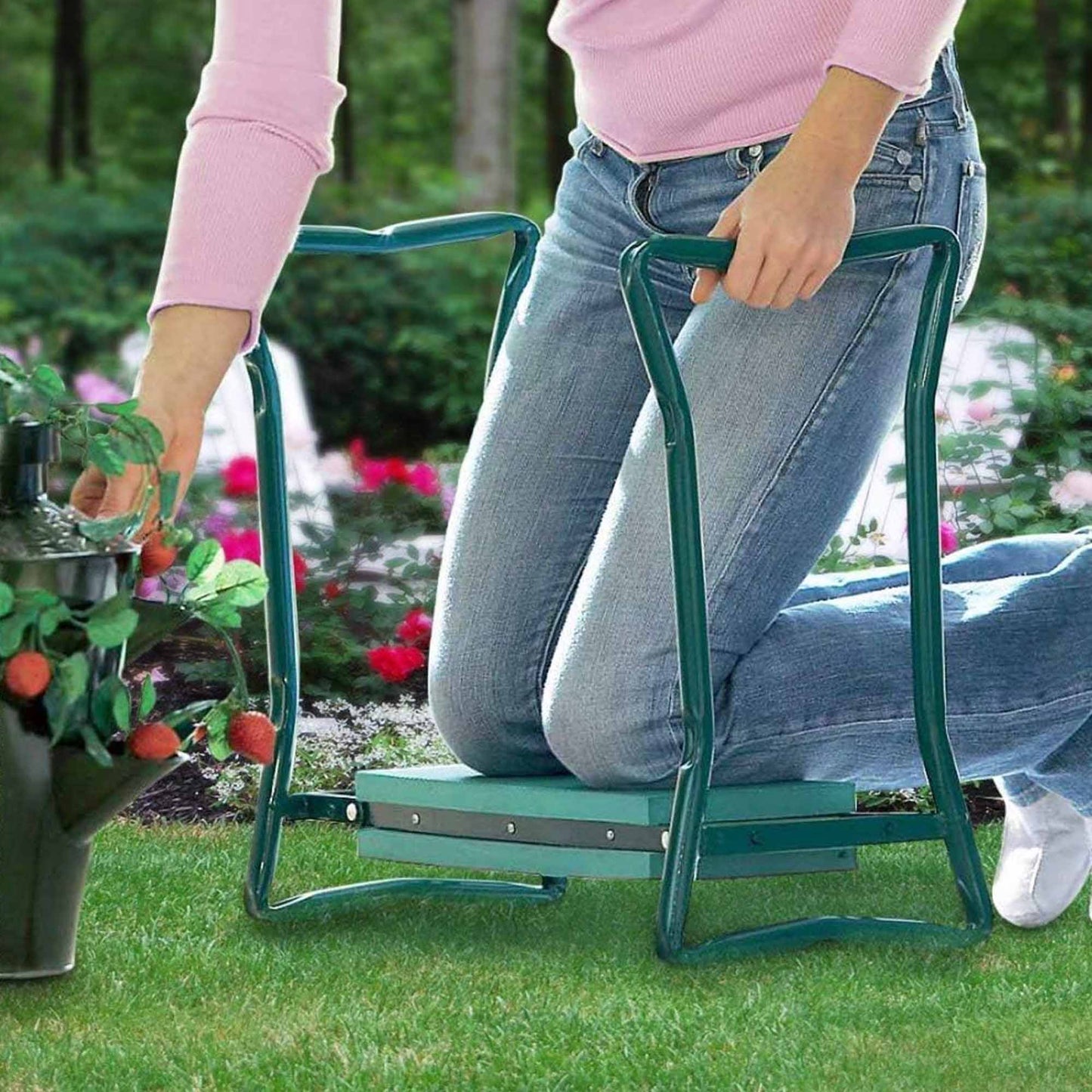 Garden Kneeler Iron Seat Foldable Pad Tool