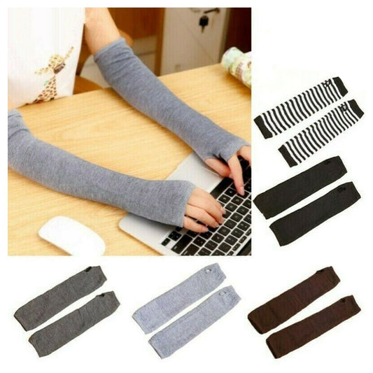 Long Knitted Wrist Arm Hand Warmer Fingerless Gloves