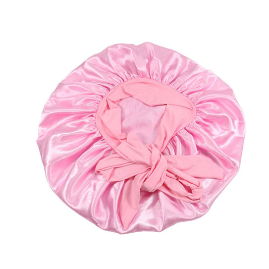 Silk Satin Sleeping Bonnet Hair Wrap Soft Headwear - Pink