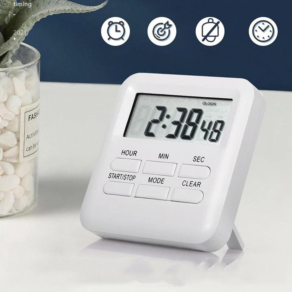 White Magnetic Kitchen LCD Digital Timer Countdown 99 Hour Electronic Timer