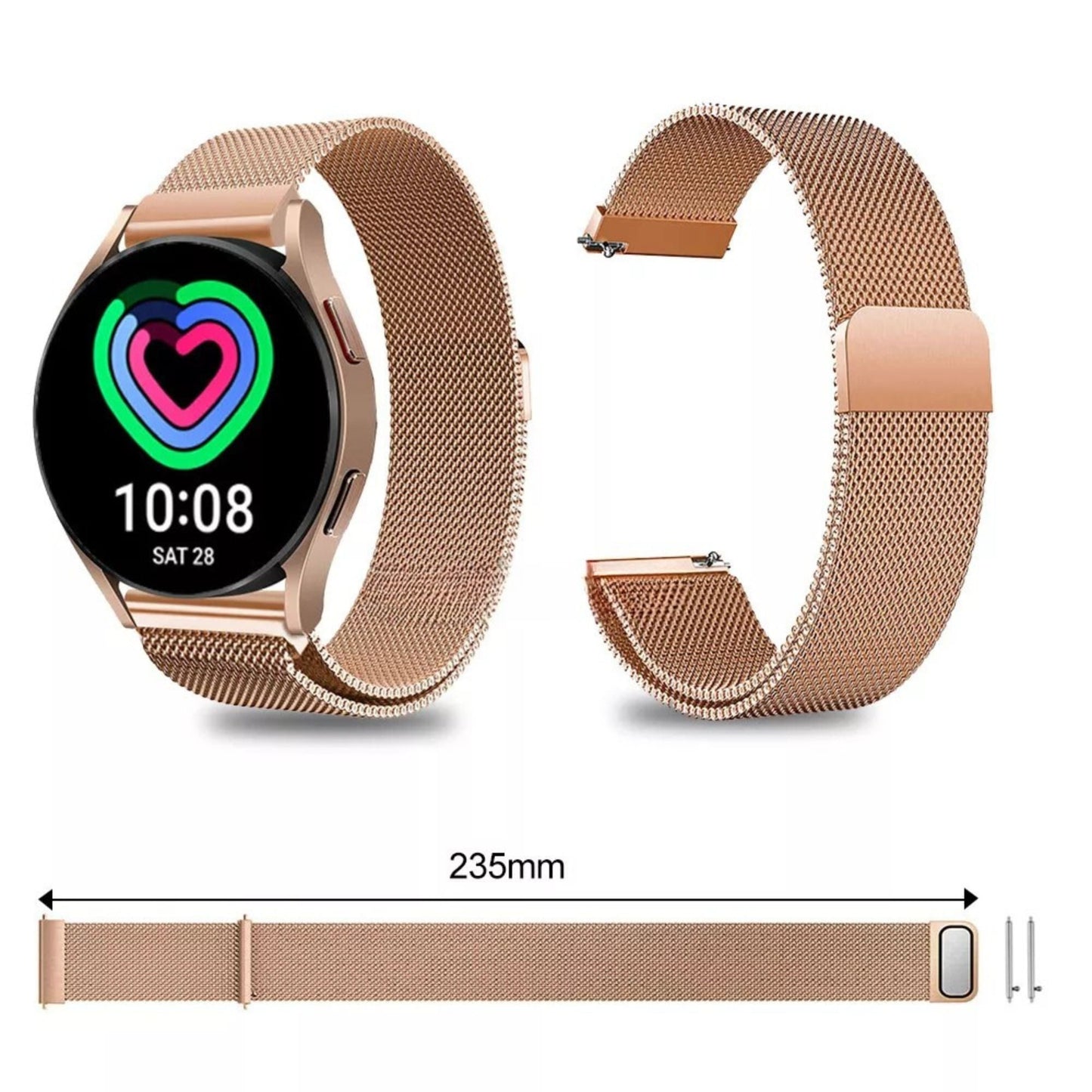For Samsung Galaxy Watch 5 Pro 4 Classic 40/44/42/46mm Milanese Magnetic Band Gold