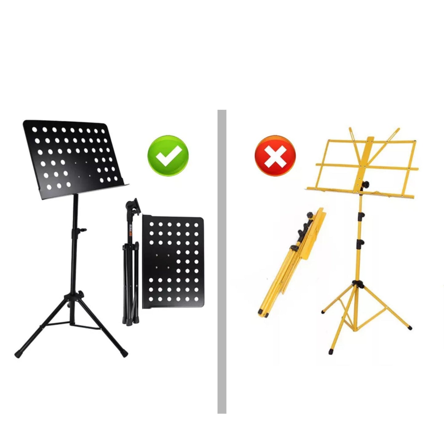 Adjustable Folding Music Sheet Stand Heavy Duty Professional Stage Black Large