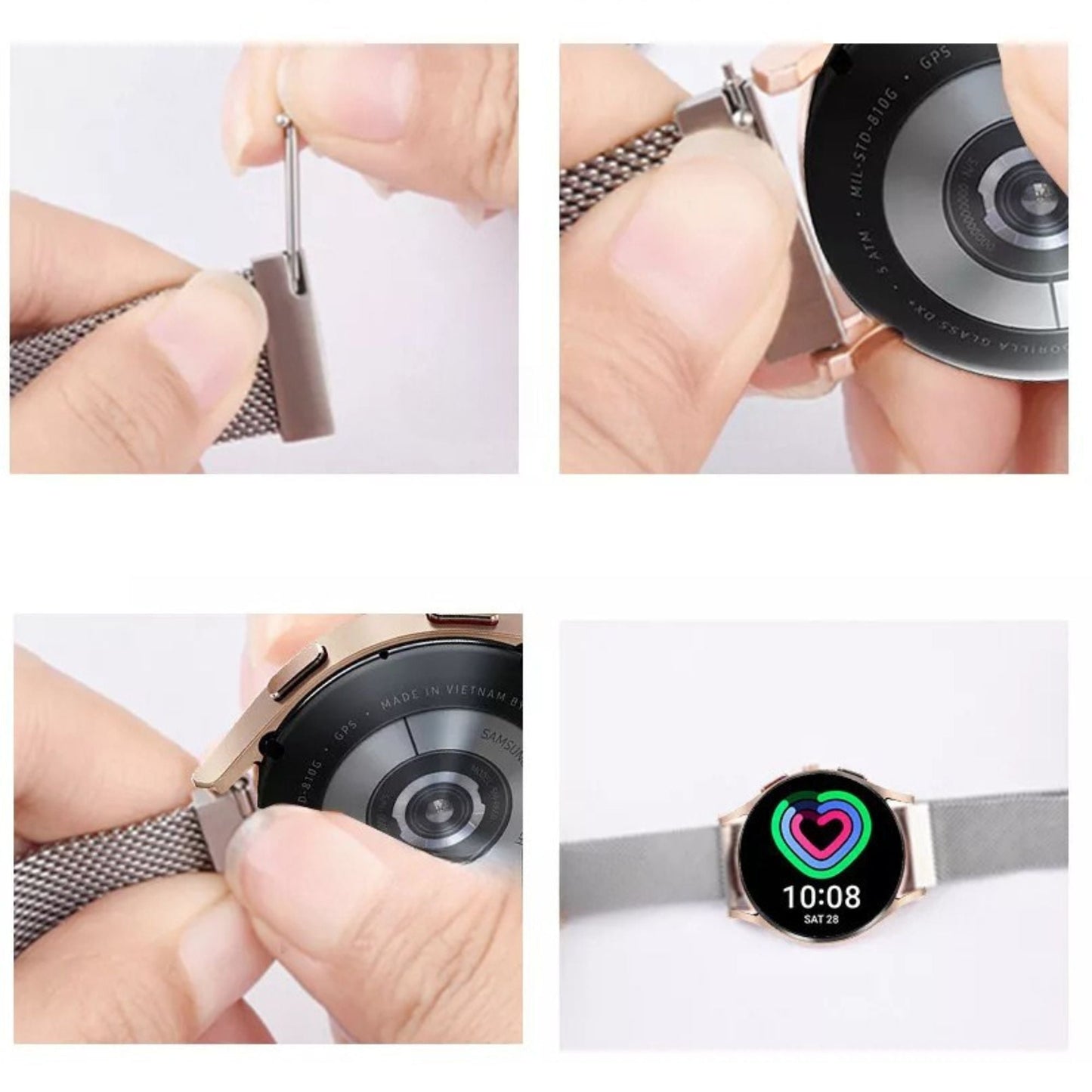 For Samsung Galaxy Watch 5 Pro 4 Classic 40/44/42/46mm Milanese Magnetic Band Black