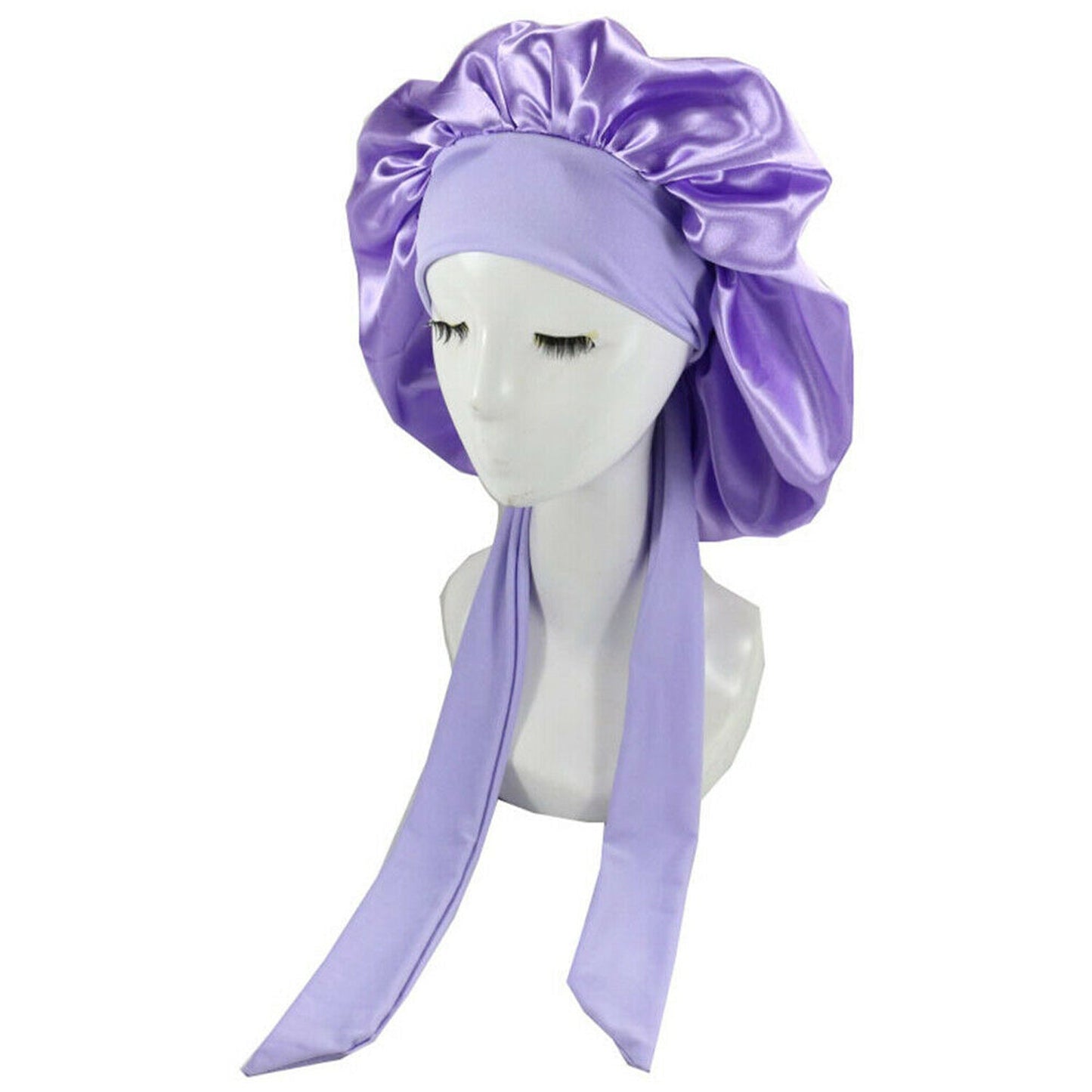 Silk Satin Sleeping Bonnet Hair Wrap Soft Headwear - Purple