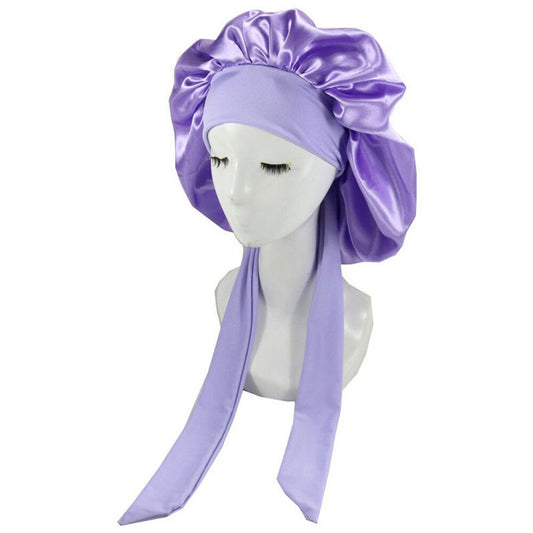Silk Satin Sleeping Bonnet Hair Wrap Soft Headwear - Purple