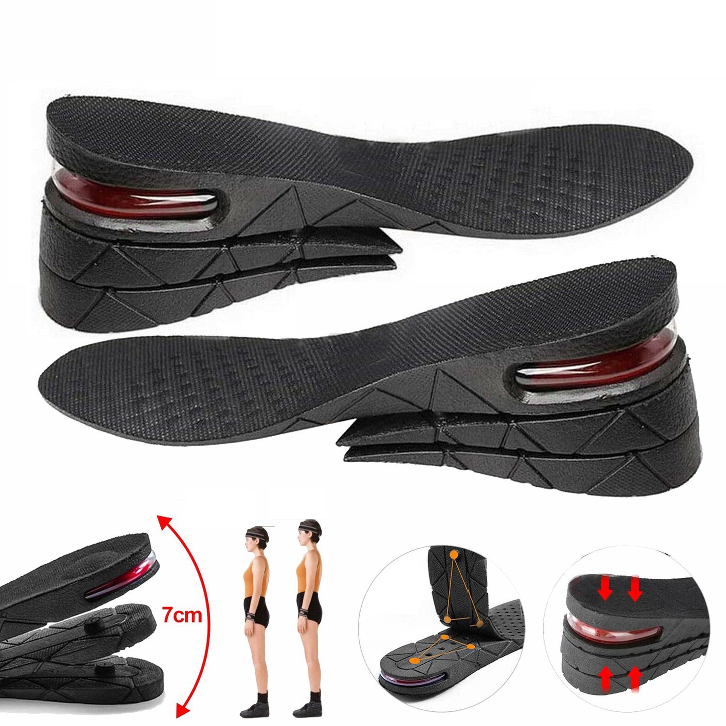 Shoes Insoles Air Cushion Height Increase Gel Inserts Taller Lifts