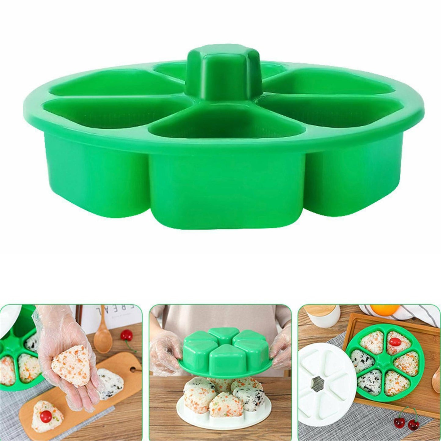 6 Holes Sushi Mold Onigiri Rice Ball Bento Press Maker Mold Kitchen