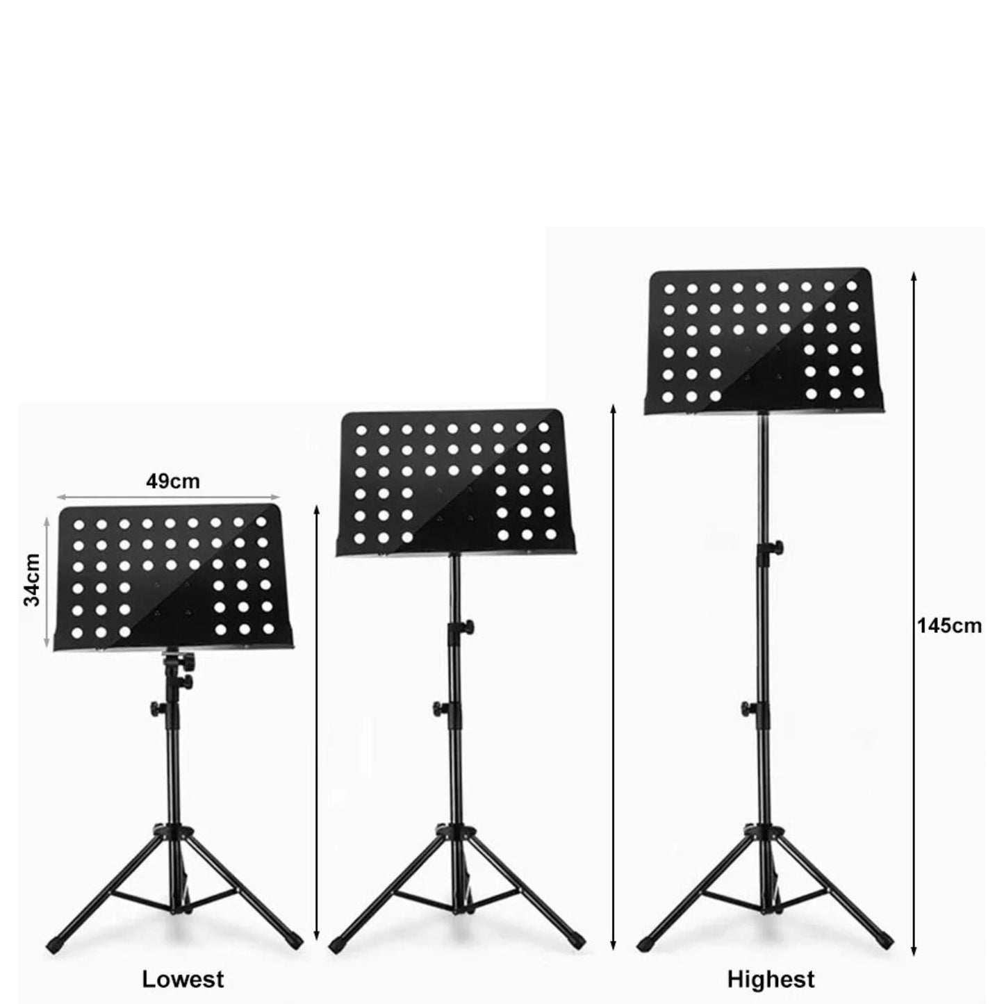 Adjustable Folding Music Sheet Stand Heavy Duty Professional Stage Black Large