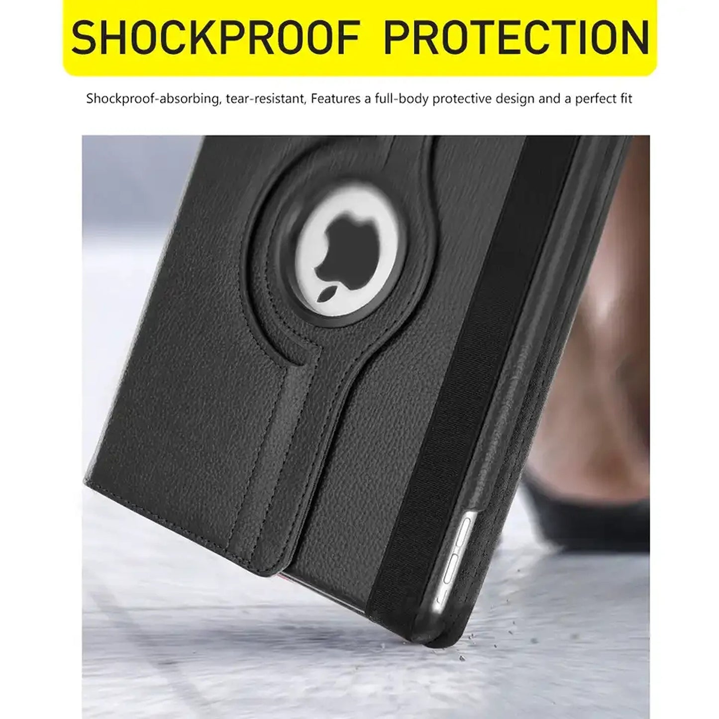 For iPad Black Leather Case Cover