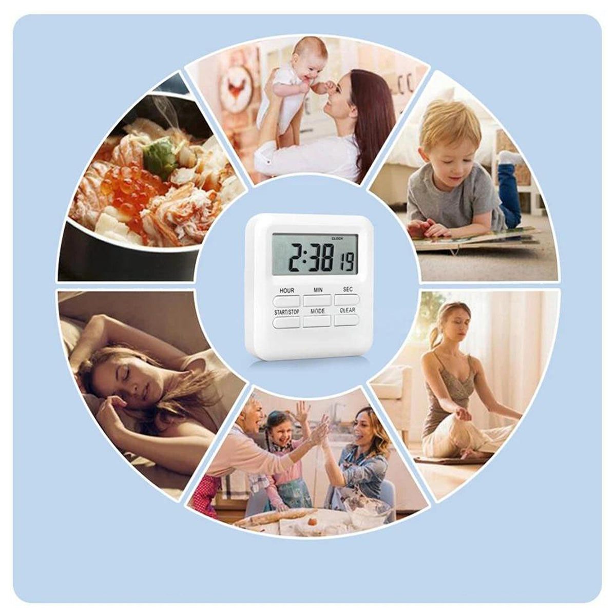 White Magnetic Kitchen LCD Digital Timer Countdown 99 Hour Electronic Timer