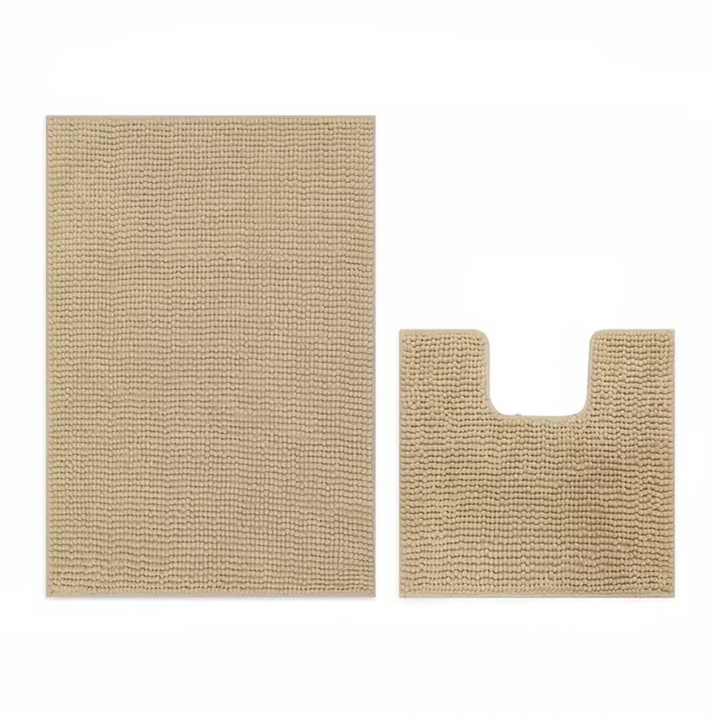 Linen Soft Chenille Bathroom and Toilet Floor Mat Set 2 Pieces