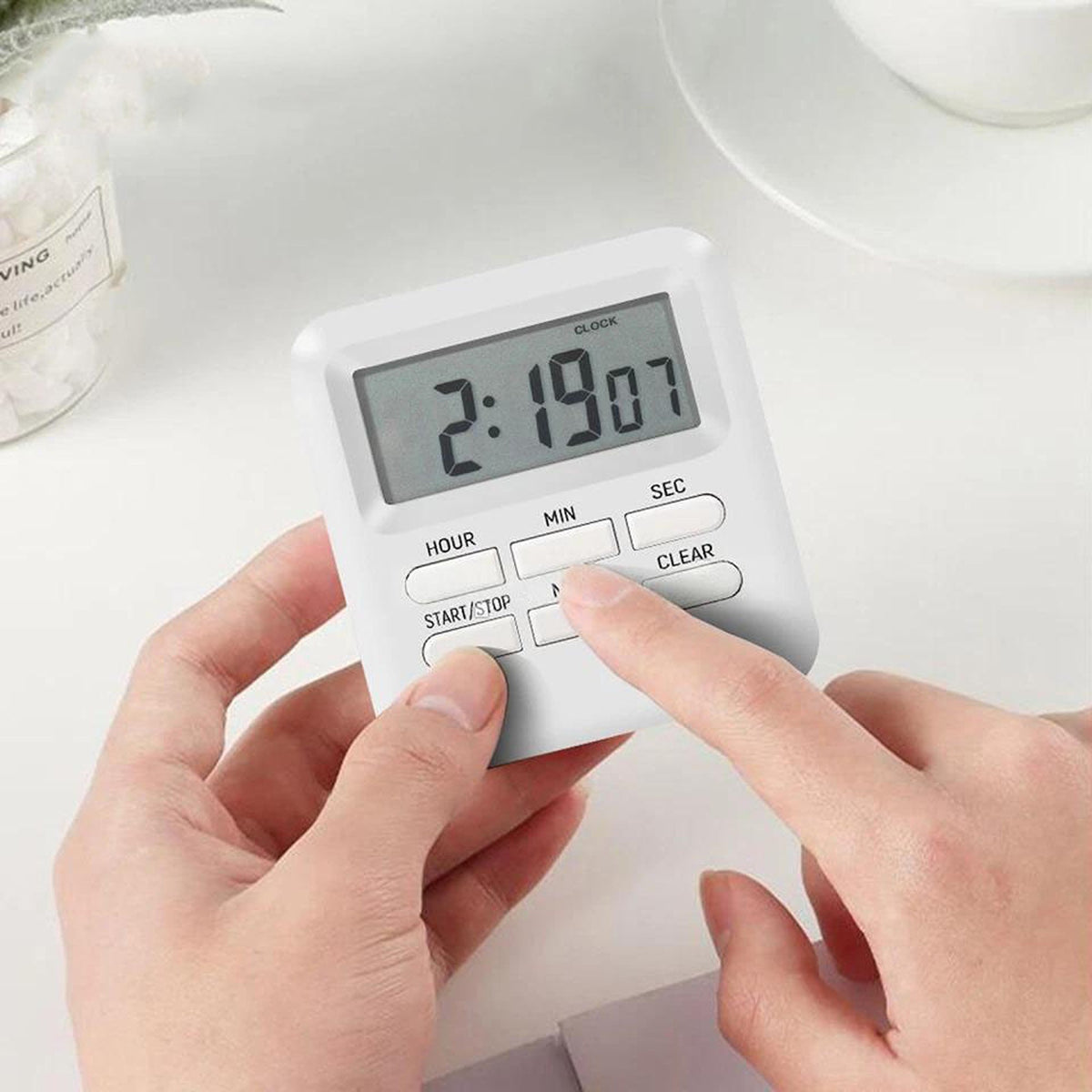 White Magnetic Kitchen LCD Digital Timer Countdown 99 Hour Electronic Timer