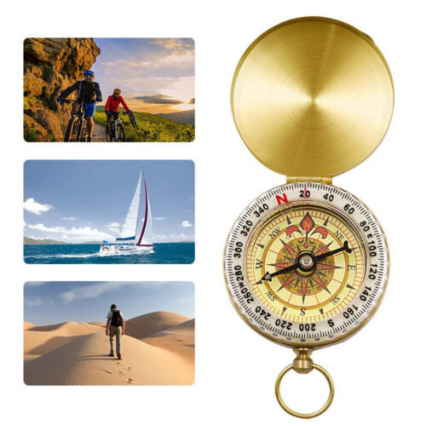 Portable Classic Brass Survival Camping Compass Outdoor Hiking