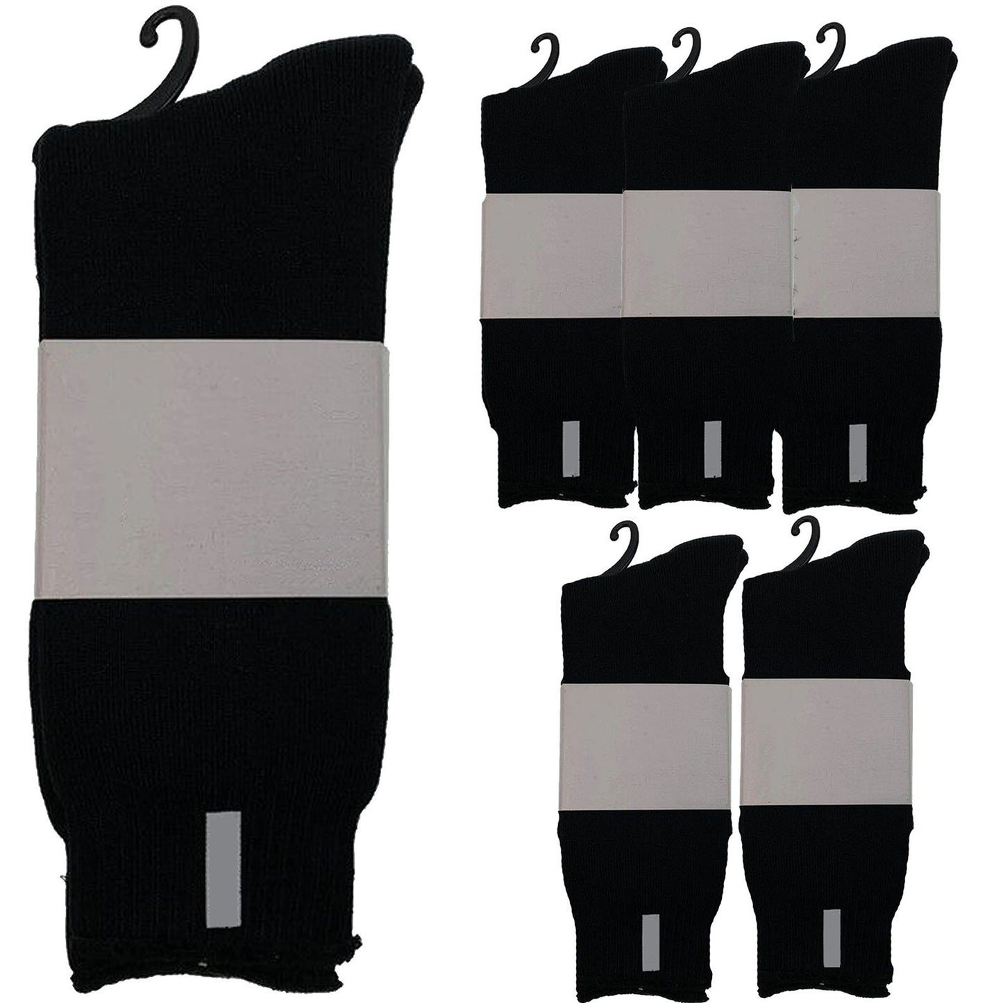 6 Pairs Premium Bamboo Mens Thick Work Socks Bulk Pack - Black