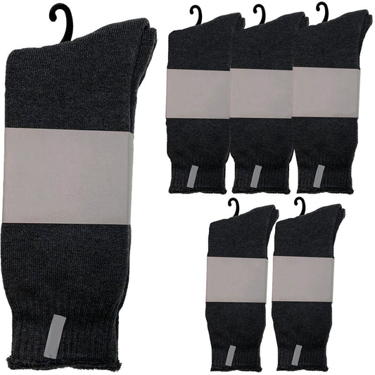 6 Pairs Premium Bamboo Mens Thick Work Socks Bulk Pack - Charcoal Grey
