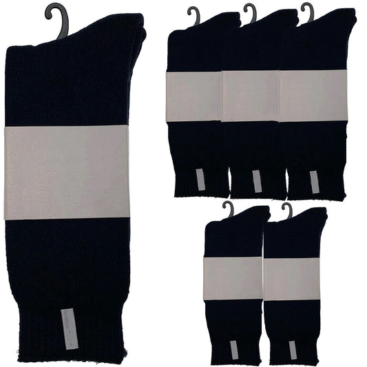 6 Pairs Premium Bamboo Mens Thick Work Socks Bulk Pack - Navy Blue