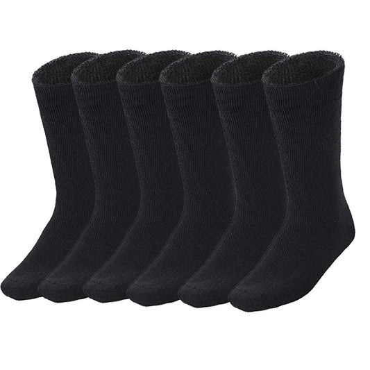 6 Pairs Bamboo Mens Heavy Duty Thick Work Socks Cushion - Black