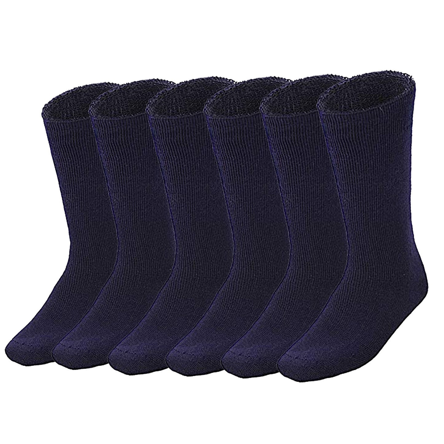 6 Pairs Bamboo Mens Heavy Duty Thick Work Socks Cushion - Navy Blue