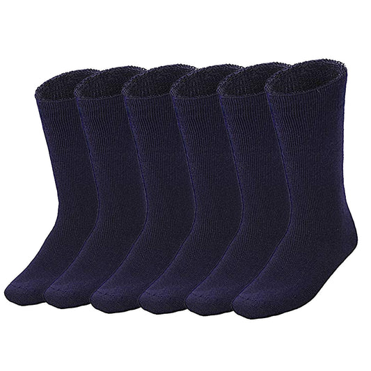 6 Pairs Bamboo Mens Heavy Duty Thick Work Socks Cushion - Navy Blue