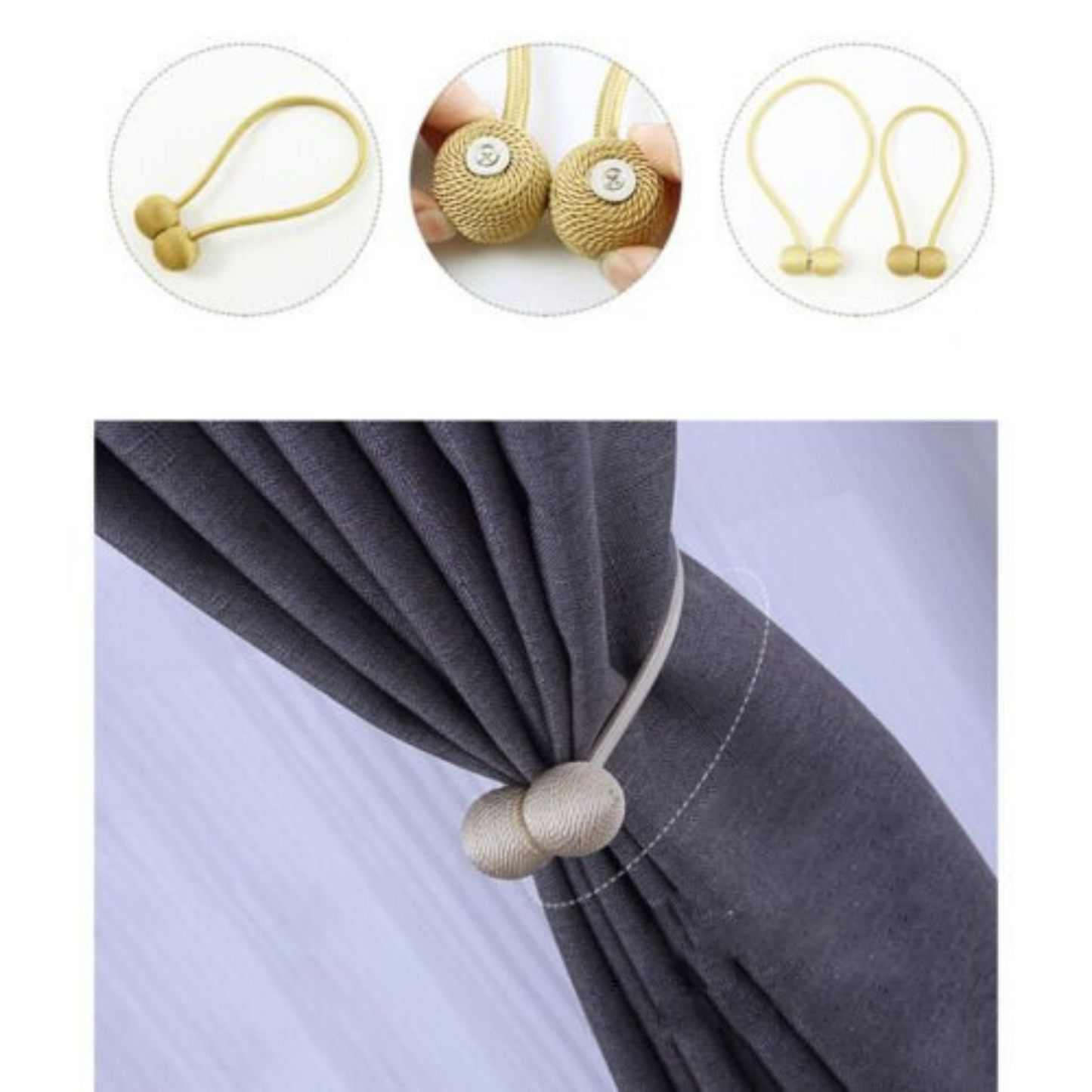 Magnetic Ball Curtain Tiebacks Hooks 2x