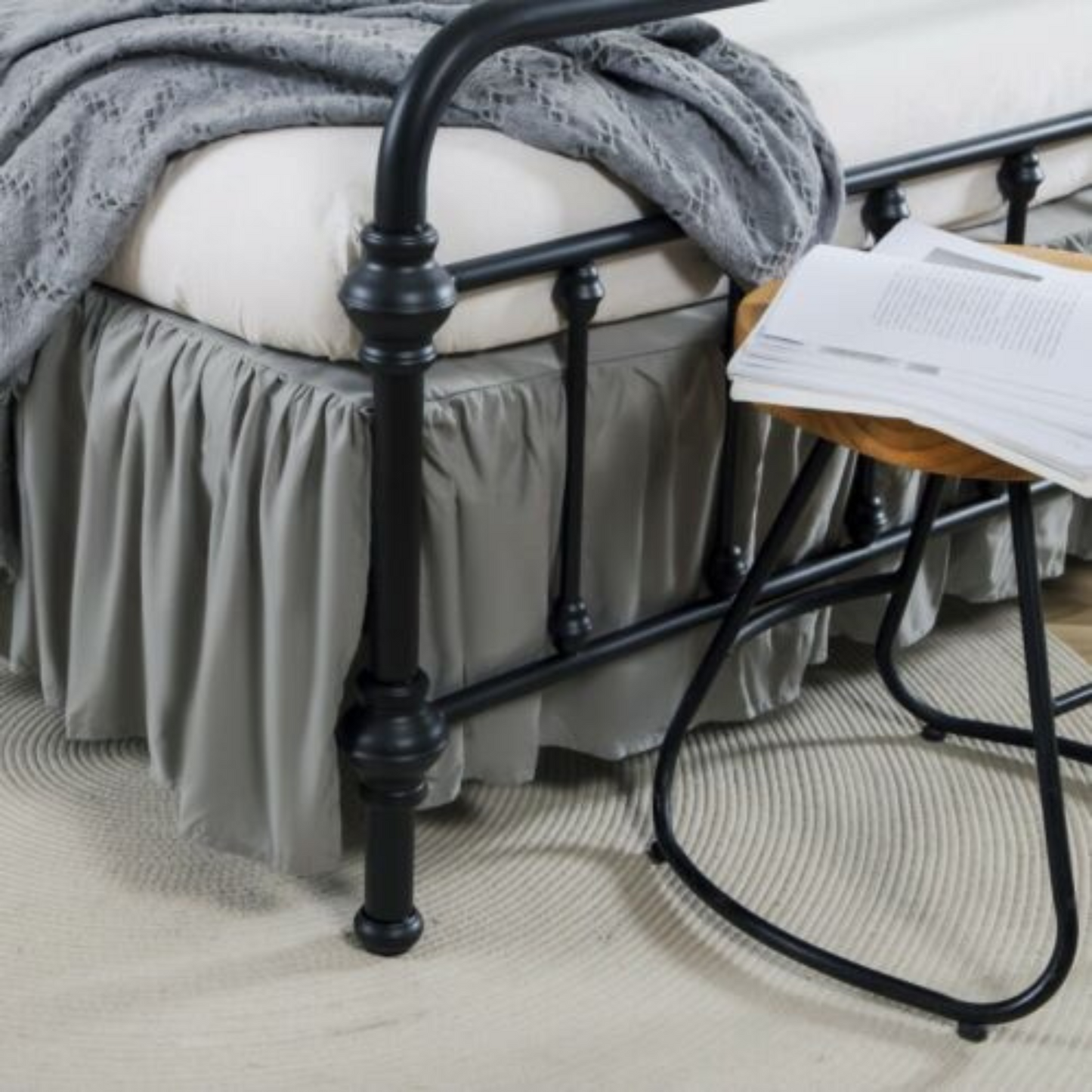 Grey - Ruffled Platform Bed Skirt Valance