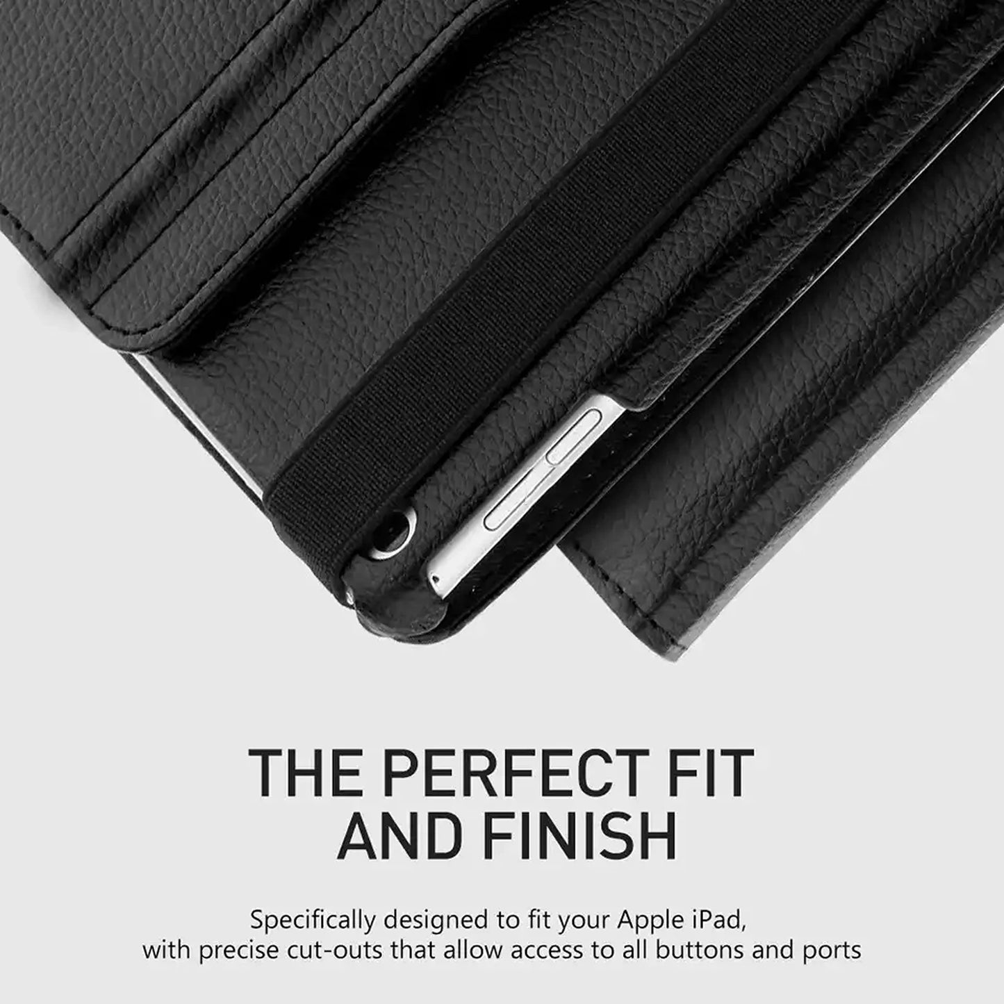 For iPad Black Leather Case Cover