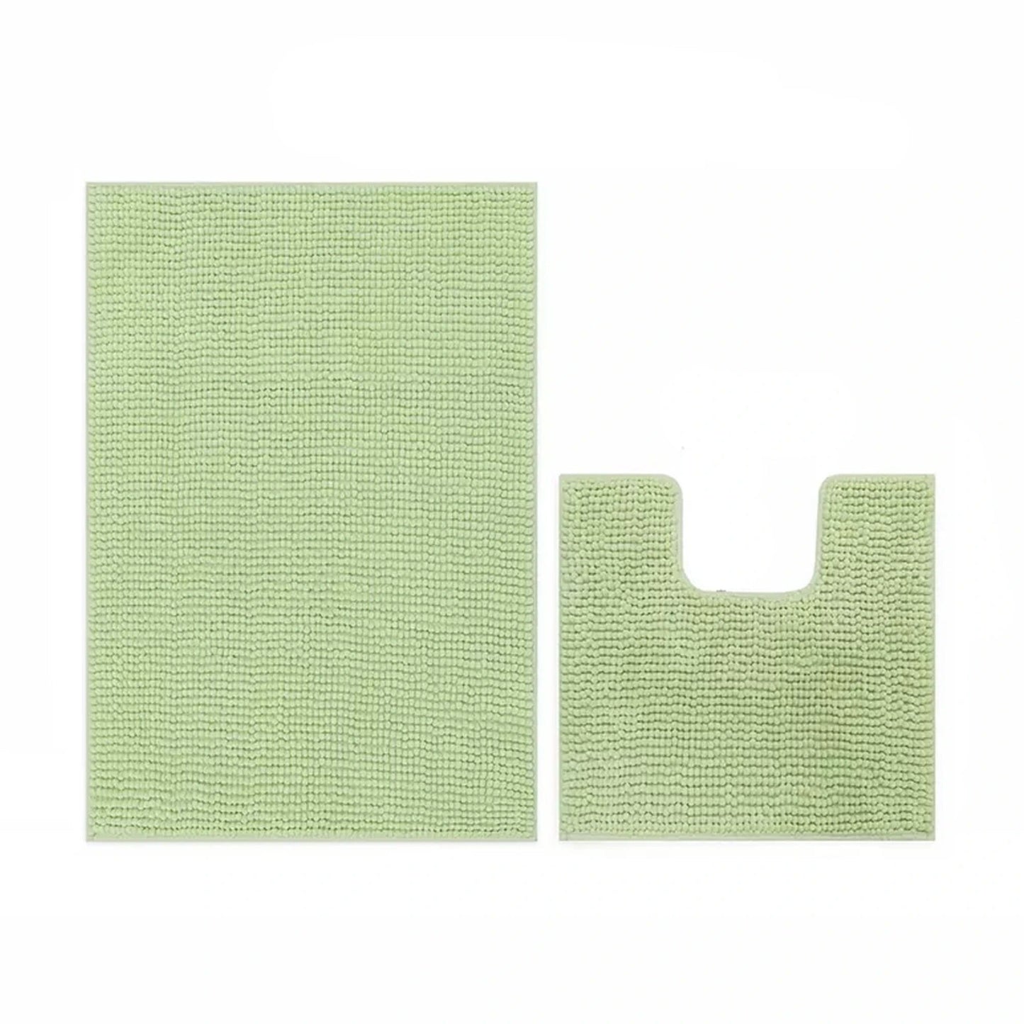 Pea Pod Chenille Bathroom and Toilet Floor Mat Set 2 Pieces
