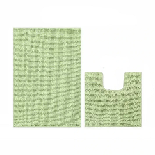 Pea Pod Chenille Bathroom and Toilet Floor Mat Set 2 Pieces