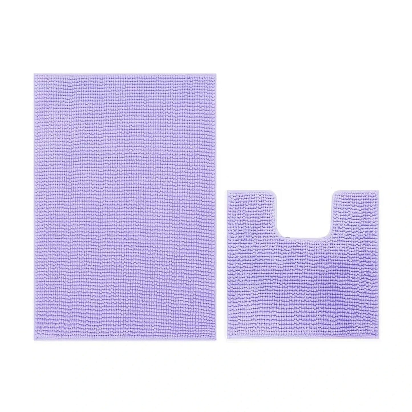 Purple Chenille Bathroom and Toilet Floor Mat Set 2 Pieces