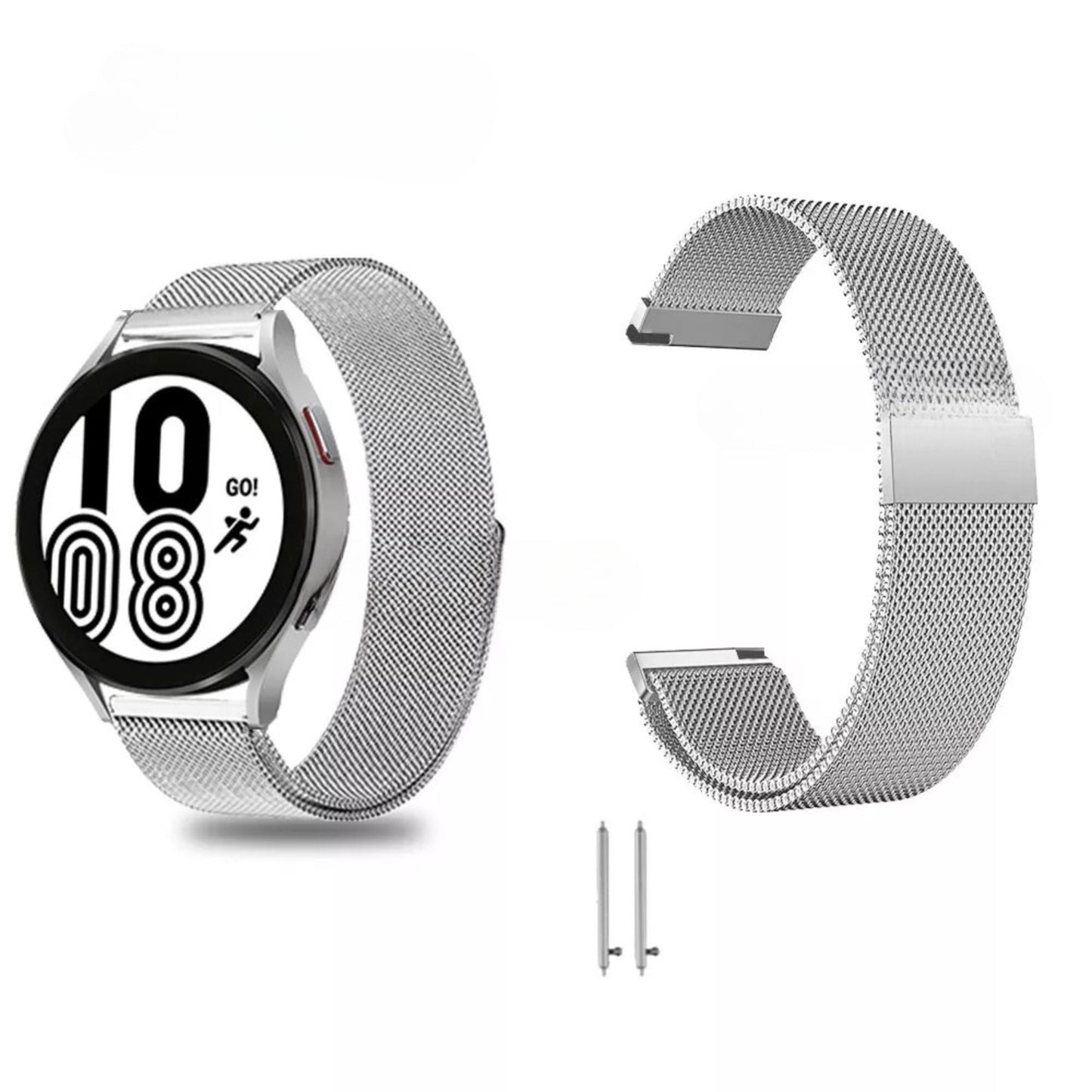 For Samsung Galaxy Watch 5 Pro 4 Classic 40/44/42/46mm Milanese Magnetic Band Silver