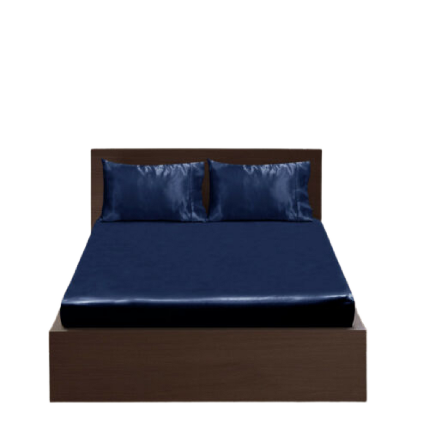 Navy Blue Casablanca Silky Satin Fitted Sheet Set