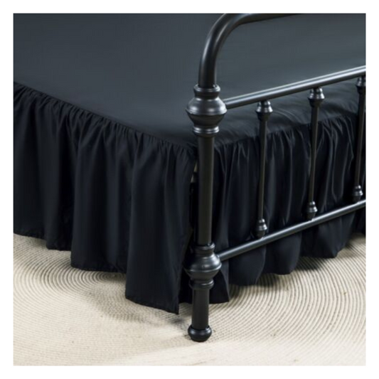Black - Ruffled Platform Bed Skirt Valance