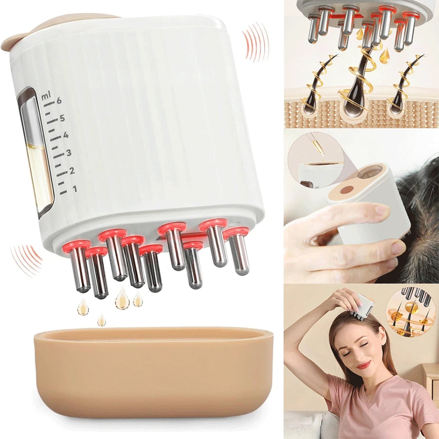 USB Rechargeable Scalp Massager Comb for Hair Care
