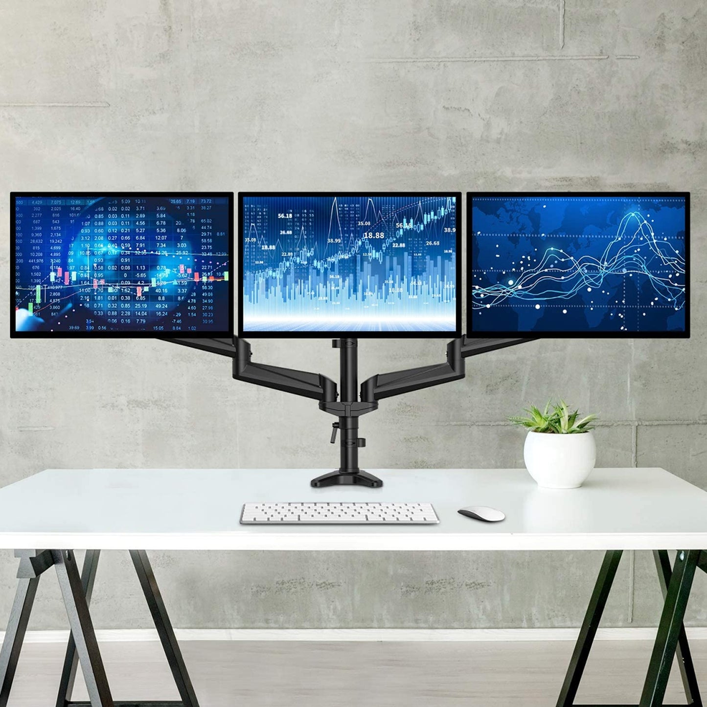 Triple Monitor Mount with Gas Spring Arms