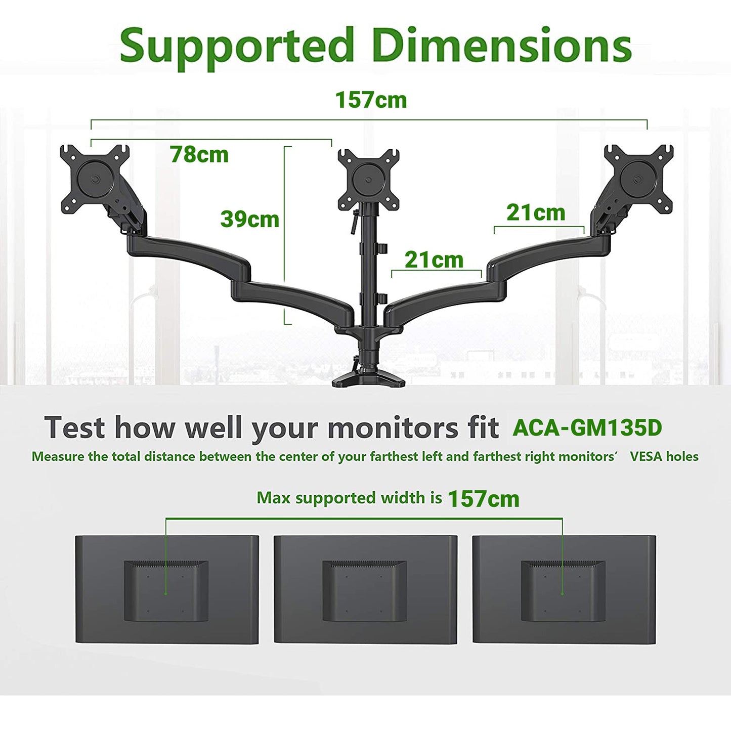 Triple Monitor Mount with Gas Spring Arms