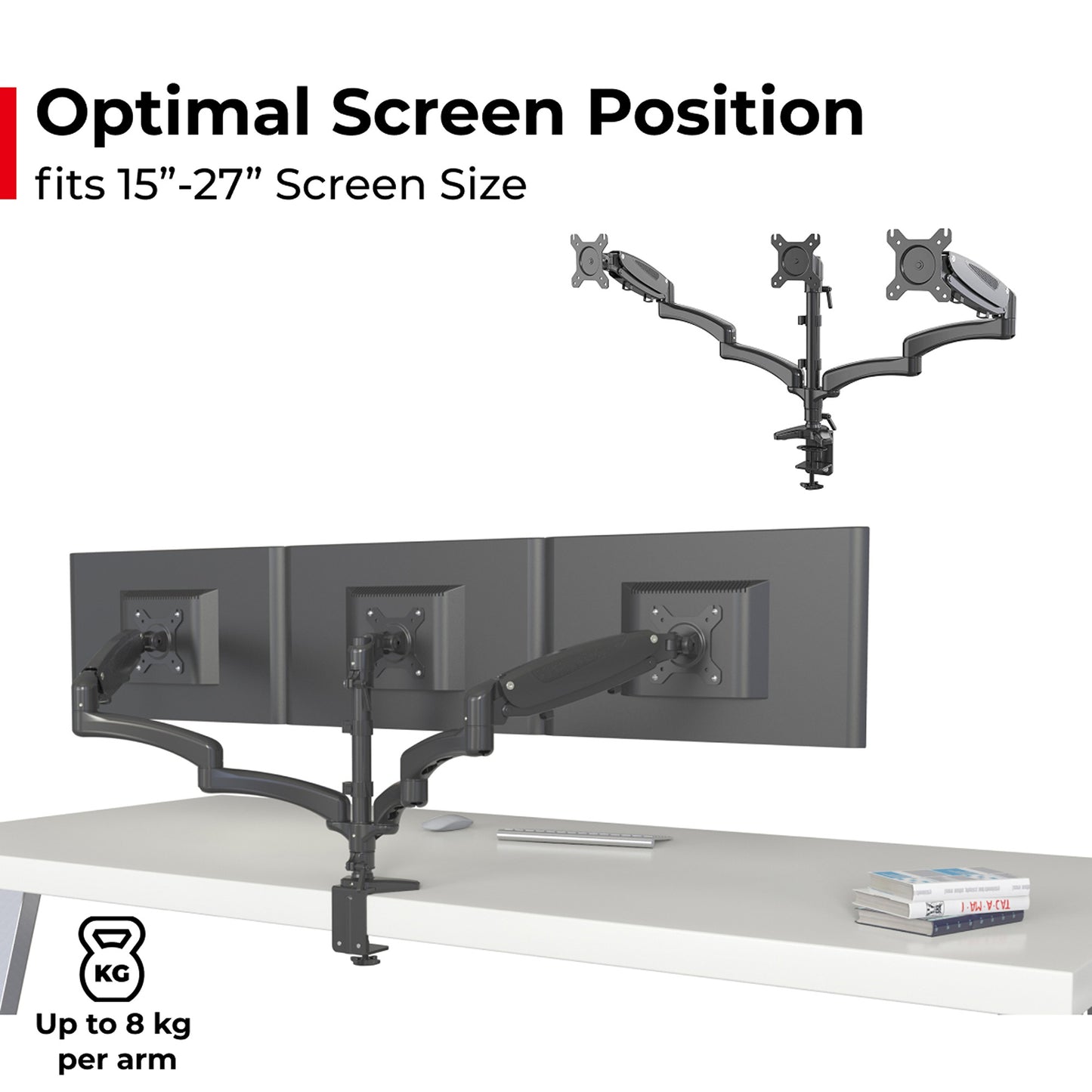 Triple Monitor Mount with Gas Spring Arms