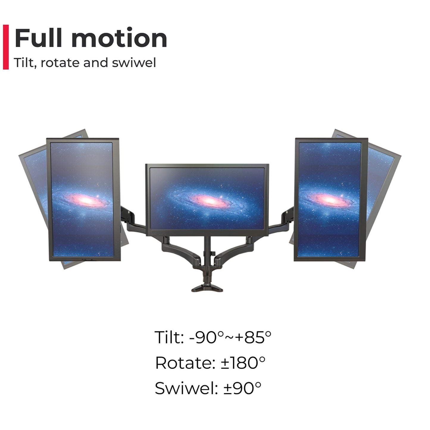 Triple Monitor Mount with Gas Spring Arms