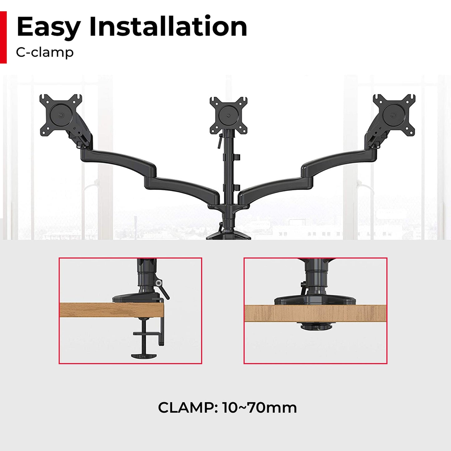 Triple Monitor Mount with Gas Spring Arms