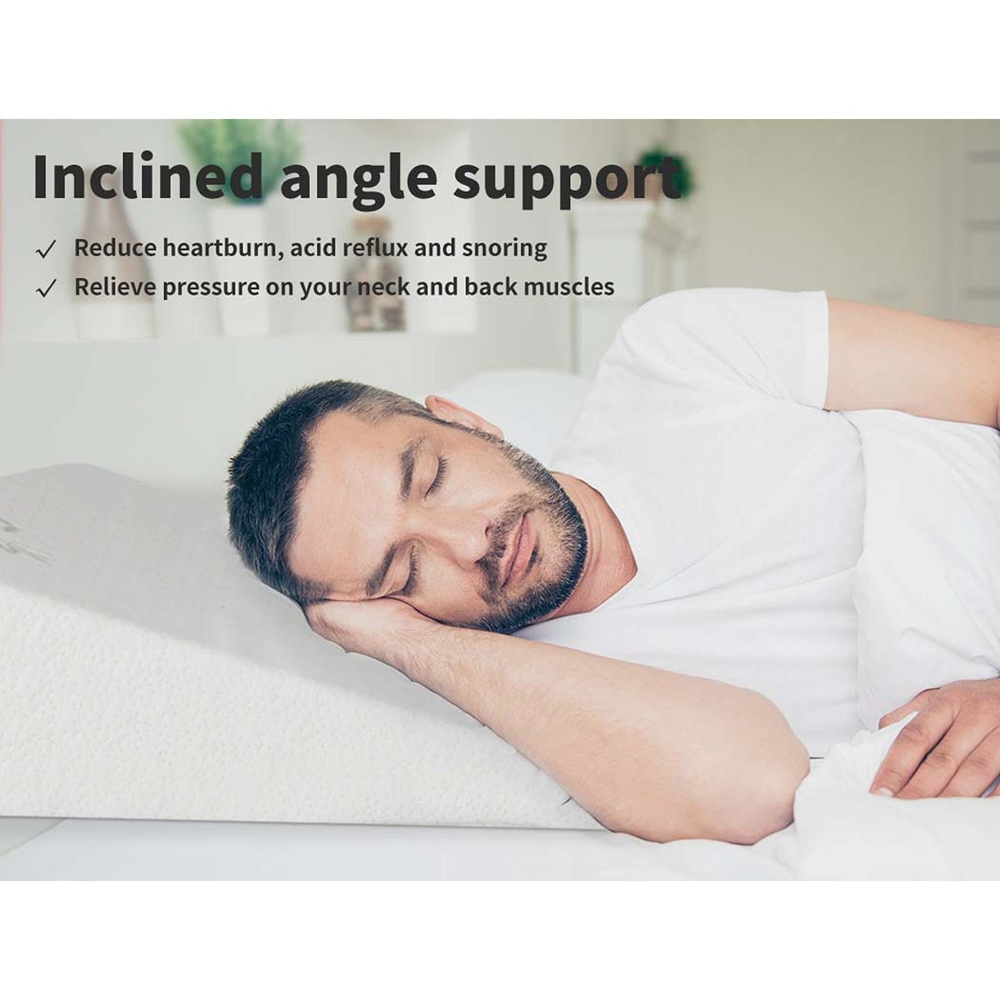 Wedge Pillow Memory Foam Cushion Back Neck Support Bamboo Cover