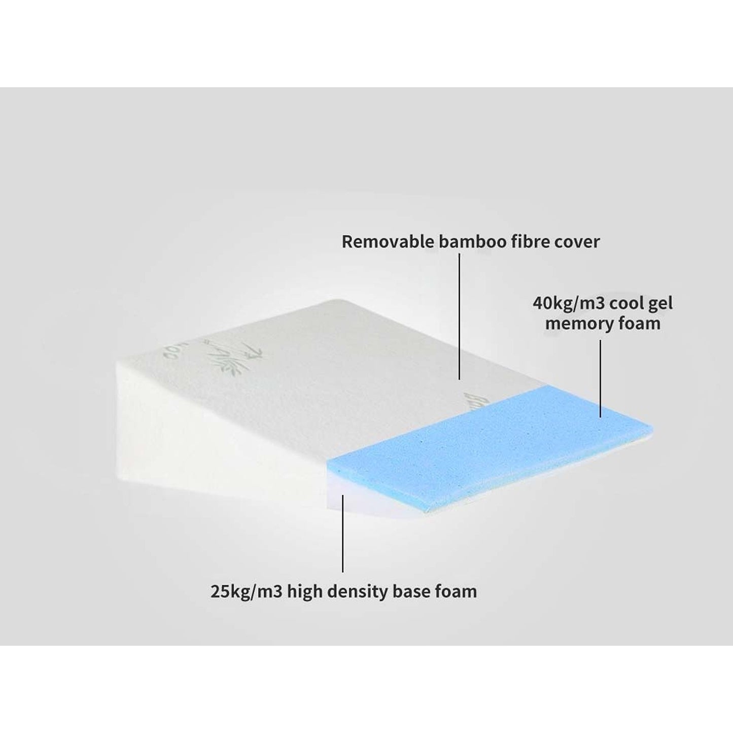 Wedge Pillow Memory Foam Cushion Back Neck Support Bamboo Cover
