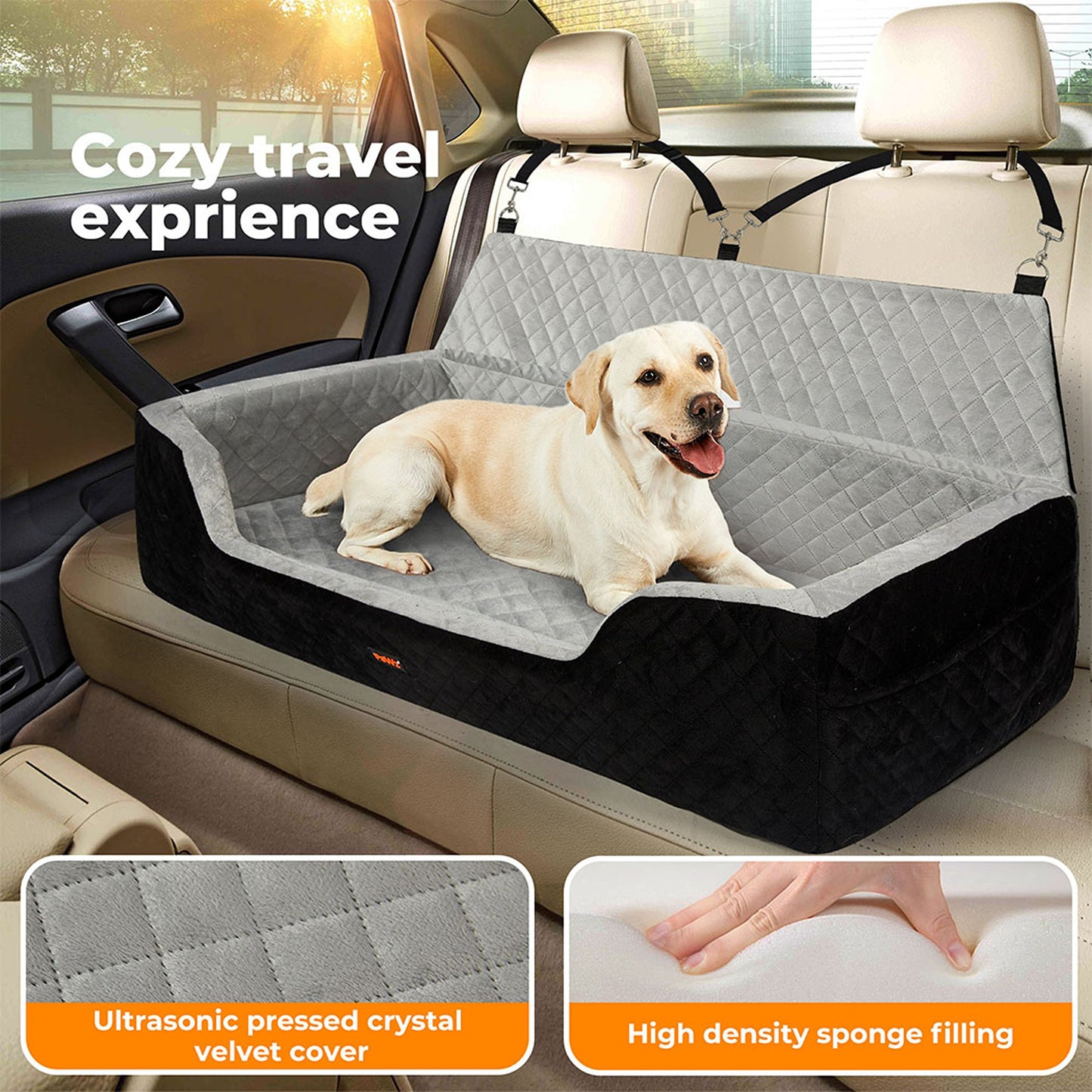 Dog Car Booster Seat Belt Safety Pet Travel Bed Washable Basket