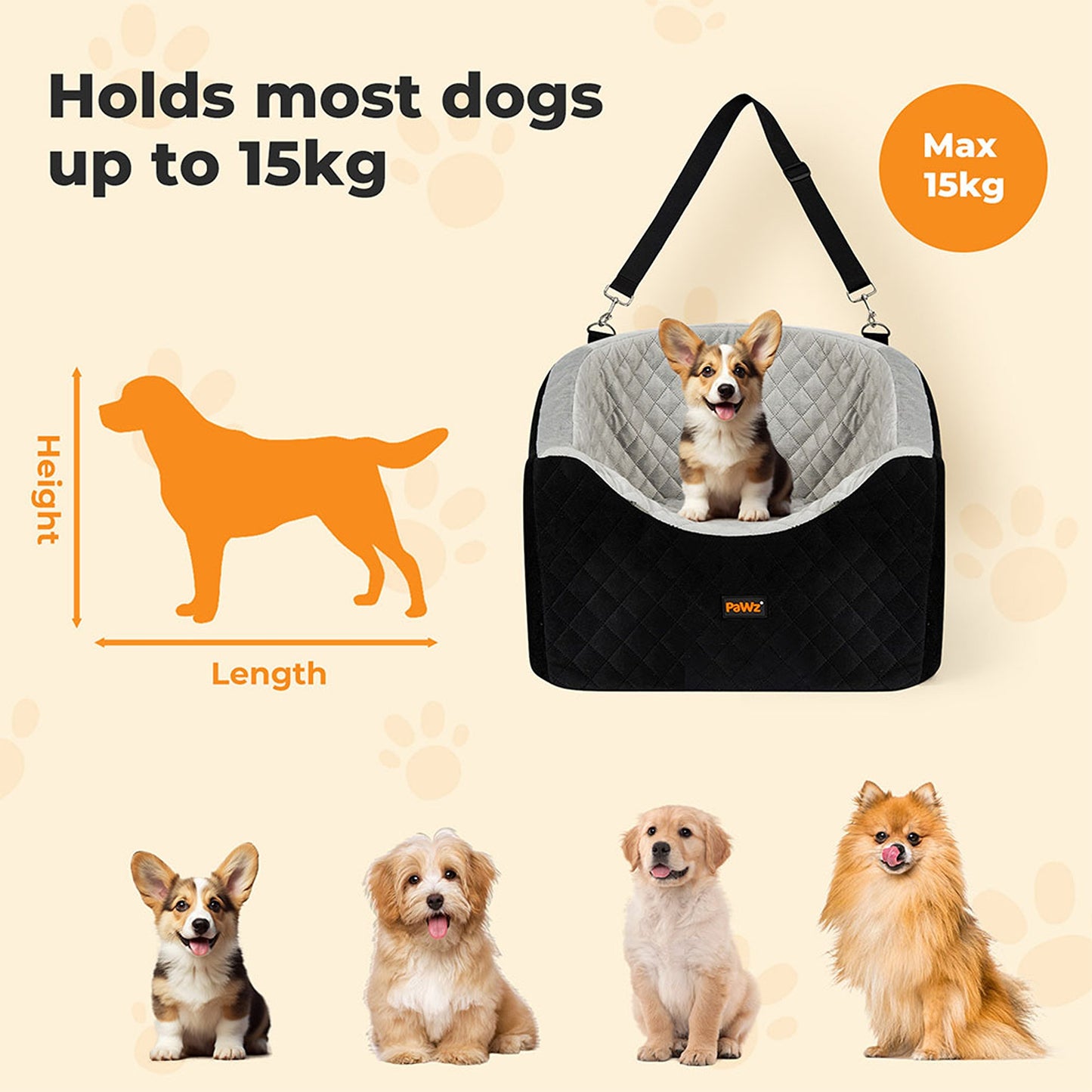 Dog Car Booster Seat Belt Safety Pet Travel Bed Washable Basket