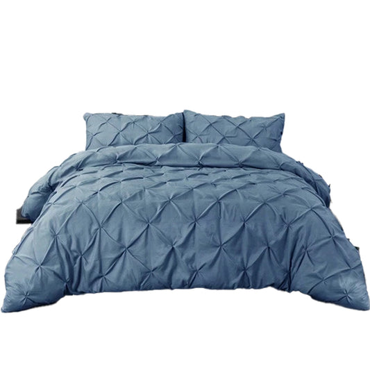 Ocean Diamond Pleated Quilt Cover Bedding Set All Sizes