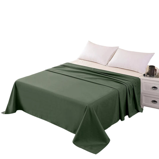 Hotel Ultra Soft Flat Sheet 2200TC Single Double Queen Super King - Olive Green