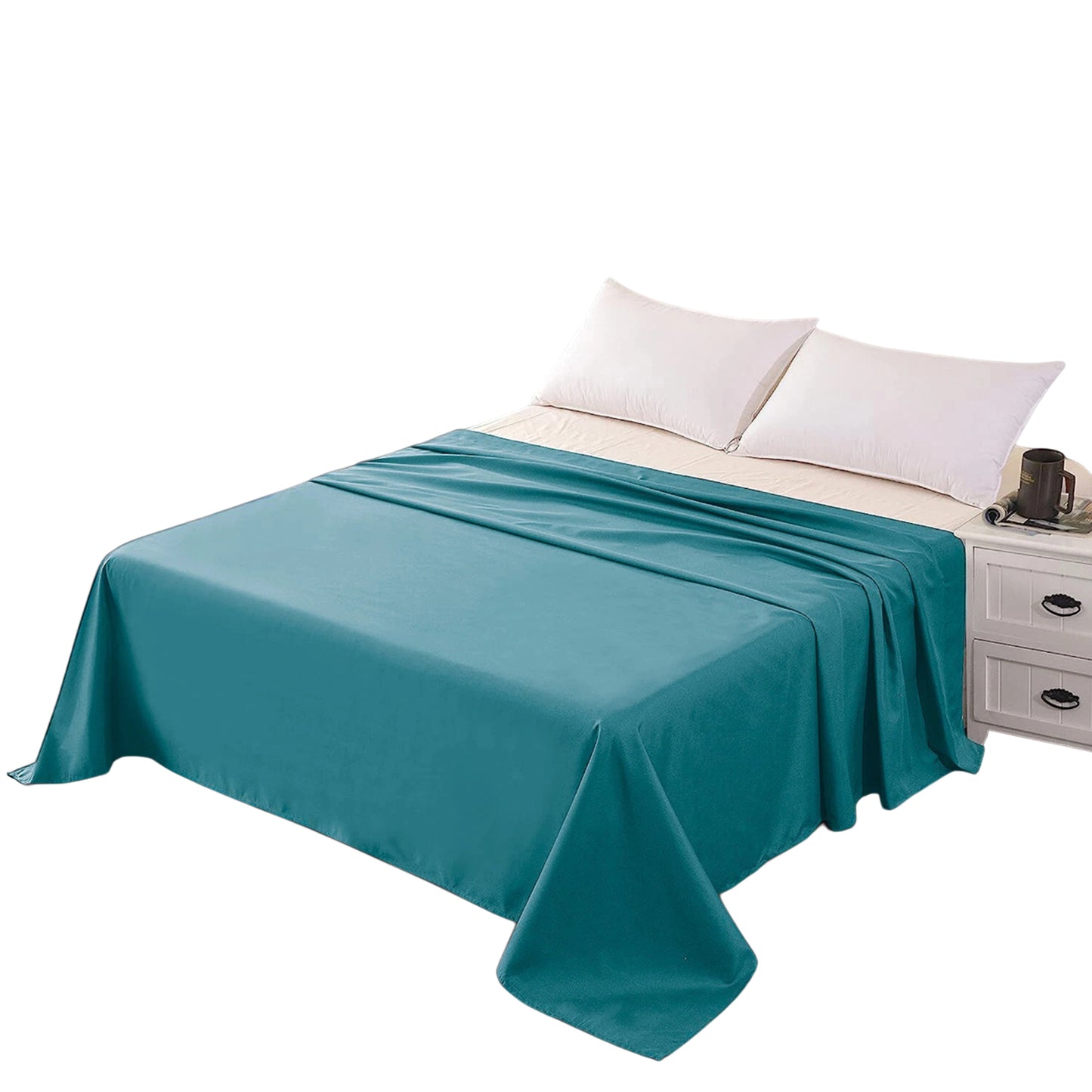 Hotel Ultra Soft Flat Sheet 2200TC Single Double Queen Super King - Biscay Blue