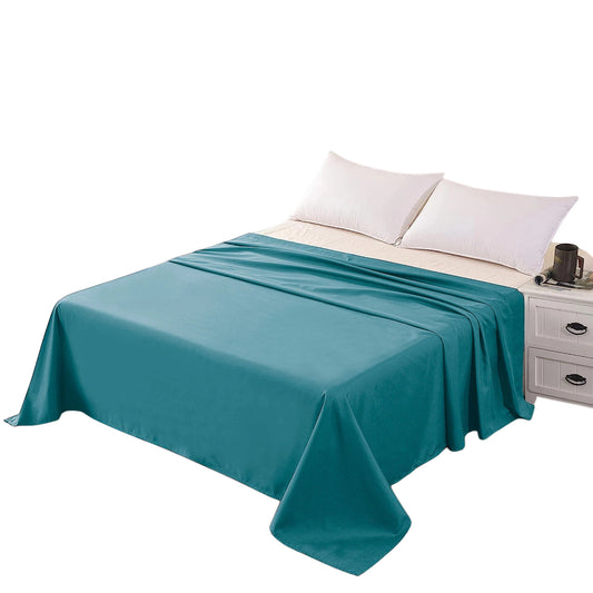 Hotel Ultra Soft Flat Sheet 2200TC Single Double Queen Super King - Biscay Blue