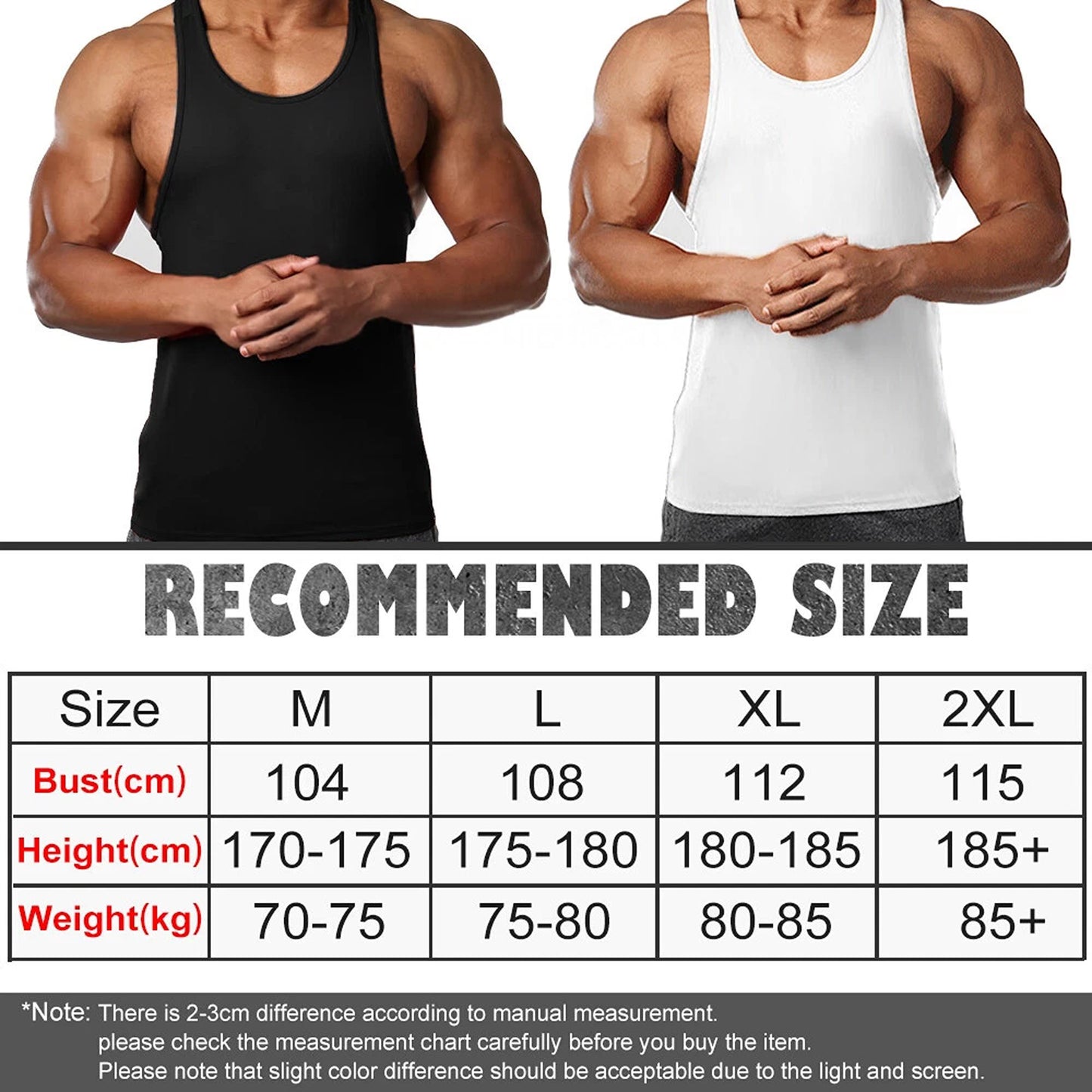 Mens Muscle Tank Top Sleeveless Sport Singlet Vest - Black
